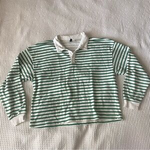 H&M Green and White Striped Long Sleeve